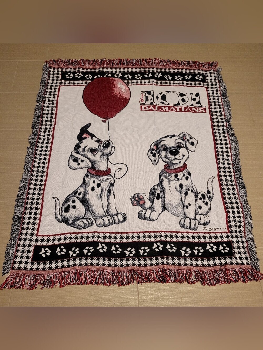 Beacon 101 Dalmatians  Throw Blanket in Red, White & Black Tapestry Vintage.